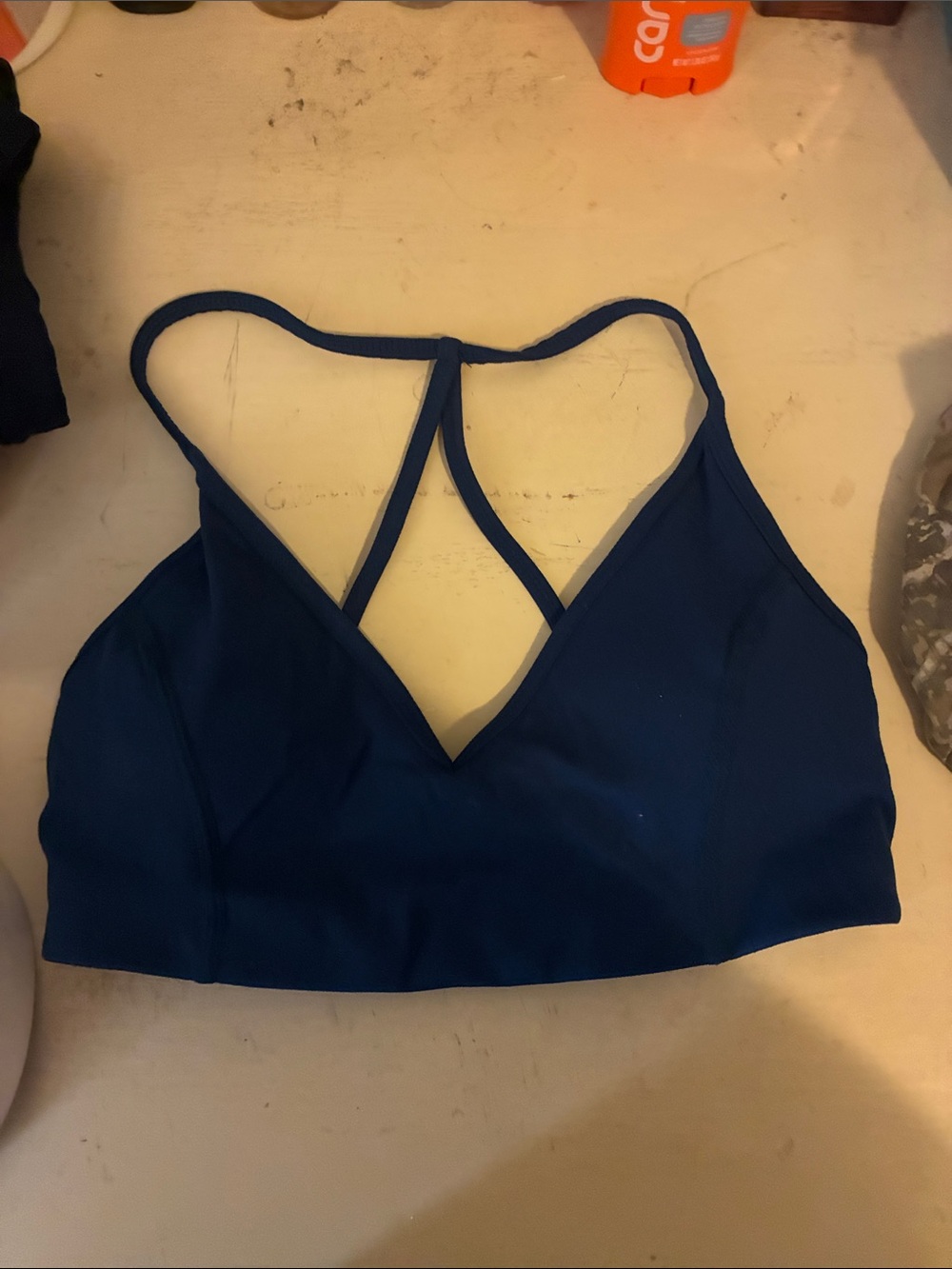 Garage Navy Blue Strappy V-Neck Sports Bralette